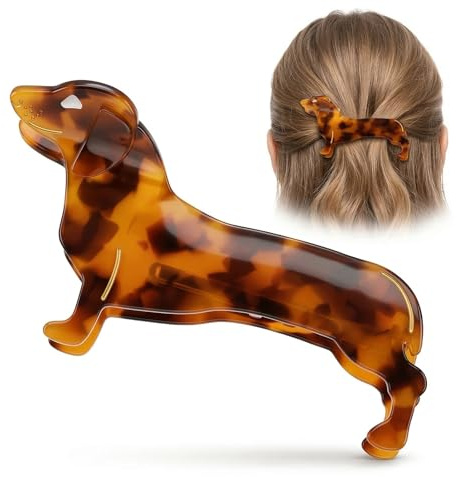 BCHMN Molletta per Capelli Bassotto Pinza Capelli Tartarugata Elegante Fermaglio per Capelli Donna a Forma di Cane Bassotto in Idea Regalo per Amanti dei Cani