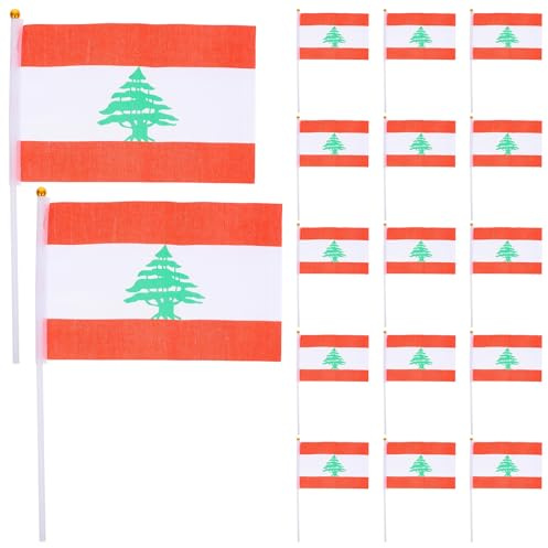 GATHINESS 20 Pequeñas Banderas del Líbano para Mano con Diseño Auténtico y Estampado Vibrante, Ideales para Decoraciones y Celebraciones Culturales