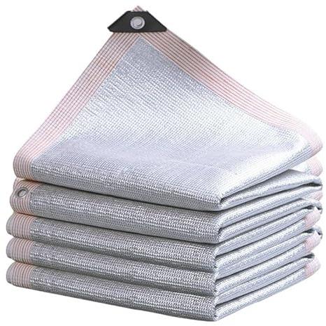Toile Ombrage Exterieur Filet Pare-Soleil en Aluminium à taux d'ombrage de 99% for l'été, abri Solaire réfléchissant argenté for Voiture, auvent pergola(6-Line White Edge,2.5x4m)