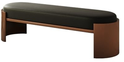 ZKALQECNF Bettbank Schwarzer Leder-Schuhwechselhocker for Zuhause, Gästehaus, Ankleidezimmer, Sofa, Bettfußhocker aus Holz Schlafzimmer(XXL)