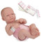 JC Toys 18501 La Newborn Babypuppe Vinyl-Puppe weiß/rosa Outfit und Decke mit Tierfreund und Zubehör. Echtes Mädchen, First Day Real Girl, 35,56 cm