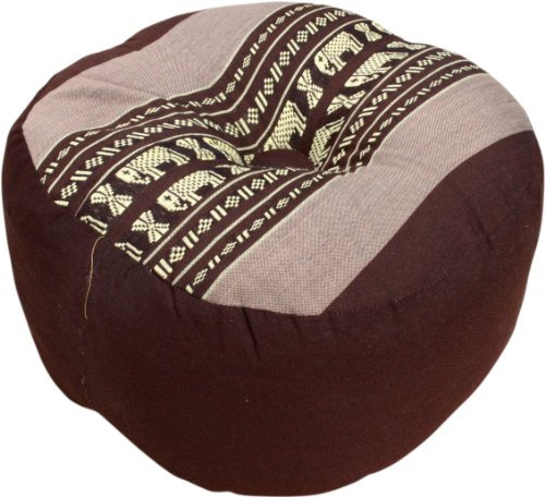 GURU SHOP Meditationskissen, Yoga Kissen, Yogakissen, Sitzkissen, Bodenkissen, Dekokissen - Braun/grau, 18x30x30 cm