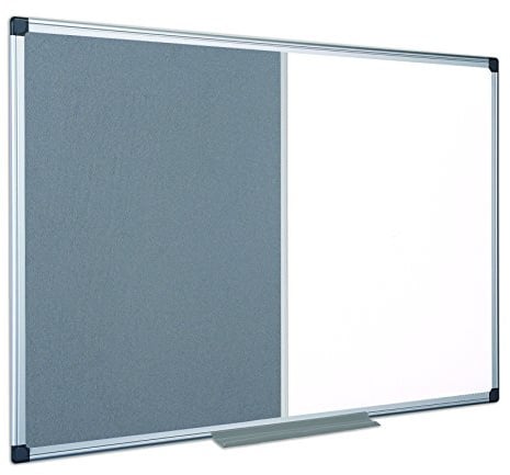 Bi-Office Combination Board Maya, Grey Felt/Melamine, Aluminium Frame, 90 x 60 cm