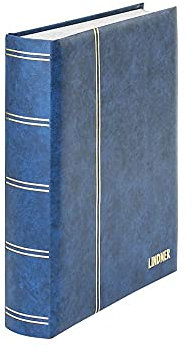 LINDNER Das Original Einsteckbuch ELEGANT, blau, wattiert, 60 weiße Seiten, durchgehende Pergamin-Streifen, 230 x 305 mm