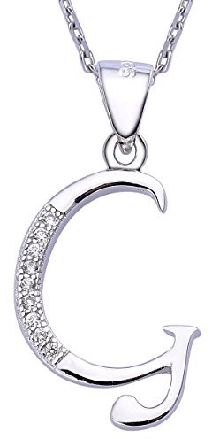 VIKI LYNN Initial Anhänger G 925 Sterling Silber Buchstabe Halskette mit Zirkonia Personalisierte Geschenke für Frauen Damen Mädchen