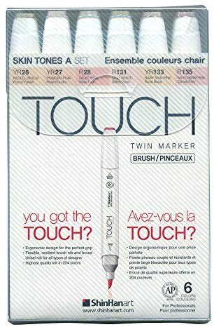 Shinhan Touch Twin Brush Marker Set of 6 Skin Tone A (1200622)