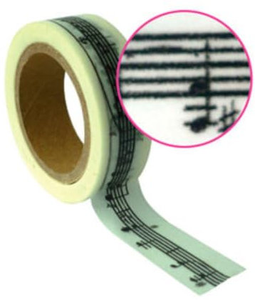 Ruban adhésif décoratif - Portée musique 15 mm x 10 m