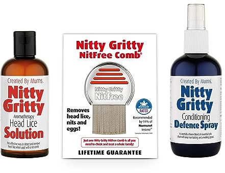 Nitty Gritty NitFree Nit Comb, Head Lice Solution & Nit Repellent Spray | Complete Nit Kit to Tackle Lice, Nits and Eggs, with Gentle Removal and Daily Defence