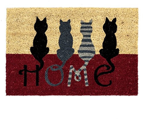 D'Casa Felpudo Moderno Gatos diseño Home, Fibra de Coco, 40 x 60 cm