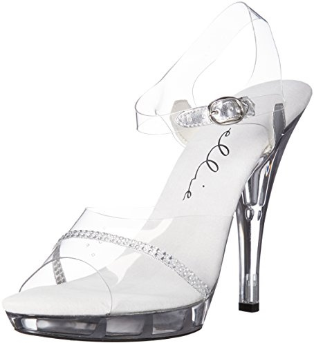 Ellie Shoes Sandali con tacco 521-jewel-w, Trasparente, 38.5 EU Larga
