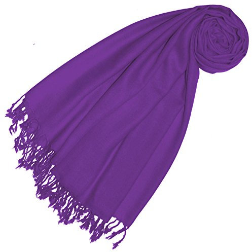 Lorenzo Cana Damen Pashmina Schal Schaltuch 50% Kaschmir 50% Wolle Stola Tuch Umschlagtuch Uni Schal Tuch einfarbig violett lila 78383