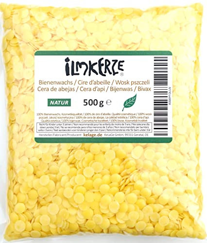 Ilmkerze® Bienenwachs Pastillen gelb 500 g | Natur | ideal für Kosmetik Seifen Salben Wachstücher Kerzen Formkerzen Ziehkerzen Kerzengießen