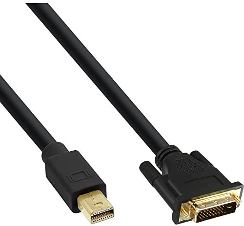 InLine 17224 Mini DisplayPort zu DVI Kabel, Mini DisplayPort Stecker auf DVI-D 24+1 Stecker, schwarz/gold, 1,5m