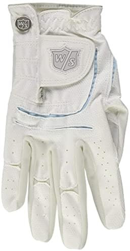 Wilson Staff Damen Golfhandschuh, Grip Plus, Material-Kombi, Größe: M, Rechtshand, LRH, weiß, WGJA00102M