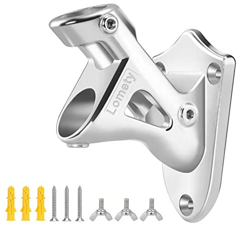 HYH HAOYIHAO LOMETS Stainless Steel Heavy Duty Flag Pole Holder,Wall Mount House & Estate Flag Pole Bracket, Flag Pole Mounting Bracket 2 Positions for 1 Flag Pole (Silver)