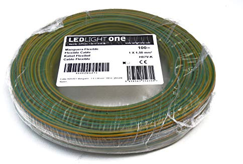 Câble flexible H07V-K - 1 x 1,5 mm - Rouleau de 100 mètres (jaune/vert).