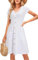 OUGES Women's Summer Short Sleeve Dress V Neck Casual Button Down Midi Ladies Dresses with Pockets(White395,S)