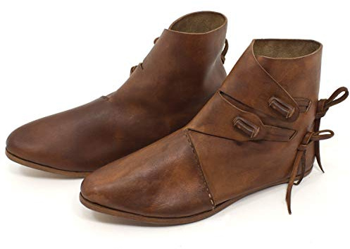 Vehi Mercatus Wikinger Schuhe oder Mittelalter Schuhe für Damen und Herren Dunkelbraun Gr. 47