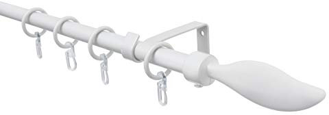 Gardinia Gardinenstangen-Set Flame, Vorhangstange ausziehbar, Komplettstilgarnitur inkl. Befestigungsmaterial, Ø 16/13 mm, Metall, Weiß, 130-240 cm