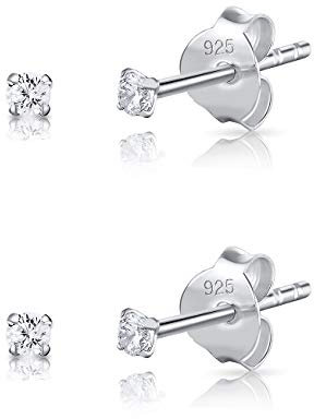 Boucle d'oreille - Boucles d'oreilles Homme - Boucle d'oreille Argent - Piercing Oreille Helix - Boucle d'oreille Fille - Clou Zirconium - Clou doreille Femme - Bijoux en Argent Femme - Mini 2-2 mm