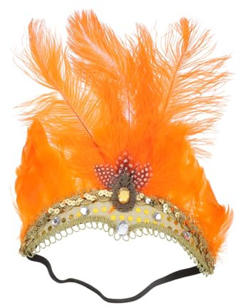 Beaupretty 1920Er Jahre Feder Stirnband Pailletten Feder Kopfschmuck Indische Feder Stirnband Vintage Stirnband Halloween Kostüm Accessoire (Orange)