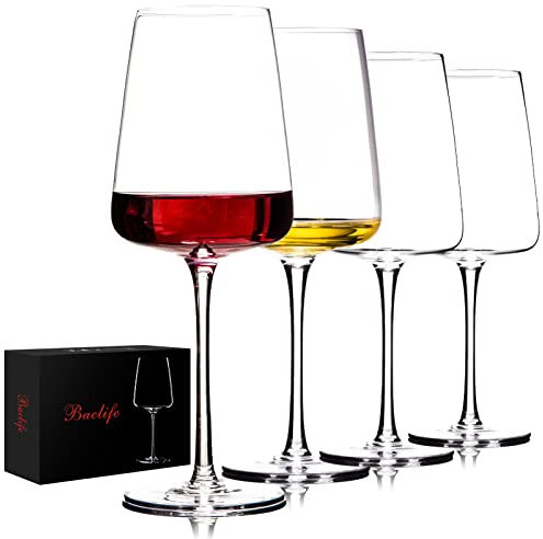 Mundgeblasene Rot- & Weißweingläser - 4er Set Tolles Geschenk für Hochzeit, Jahrestag, Weihnachten, Muttertag Ideal Küche, Restaurants, Hausbar Bleifreies Premium Kristallglas 530 ml Klar