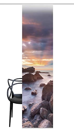 HOME WOHNIDEEN 84123 | Schiebegardine SOLOP, blickdichter Dekostoff, Meeres-/Natur-Motiv, 245 x 60 cm (Höhe x Breite), Farbe: Multicolor (bunt)