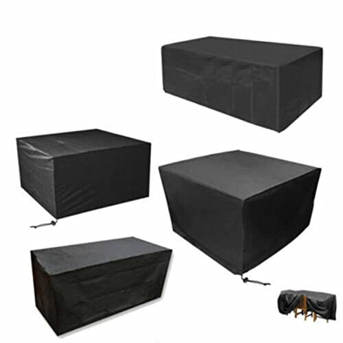 Leju Art Abdeckhaube Gartenmöbel 390x160x75cm Gartentisch Schutzhülle Wasserdicht 420D Oxford Anti-UV Reißfest Rechteckige Paletten Möbel Abdeckung Aufbewahrungsbox Schwarz