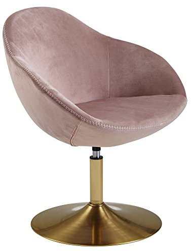 möbelando Loungesessel Samt Rosa/Gold 70x79x70 cm Design Drehstuhl | Clubsessel Polsterstuhl mit Armlehne | Drehsessel Cocktailsessel Lounge | Barsessel Besucherstuhl | Sessel mit Stoffbezug