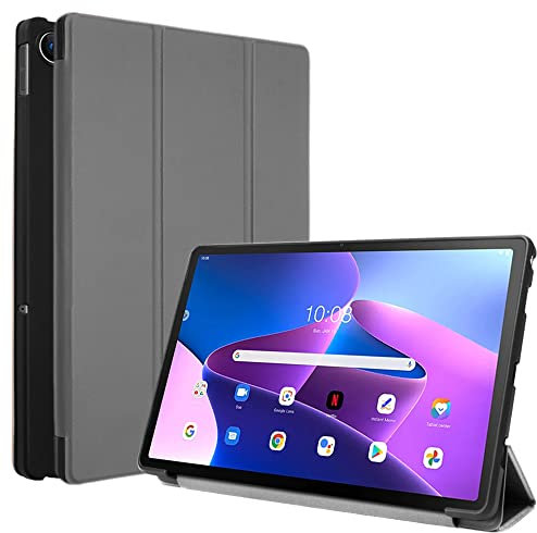 TECHGEAR Funda Compatible con Lenovo Tab M10 Plus 2022 (10.6) TB125 / TB128 - Carcasa con Soporte Plegable Triple con protección en la Esquina [Auto-Sueño/Estela] - Gris