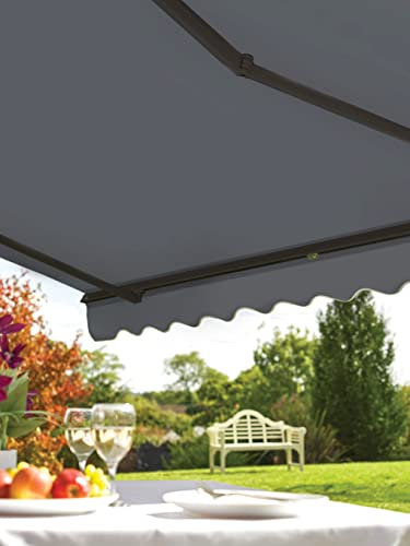 Greenhurst Easy Fit Garden Patio Awning Grosvenor Plain Grey polyester fabric, aluminium frame available in 2.5m/3m/3.5m widths (2.5m x 2m)