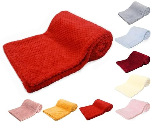 Superweiche Luxus-Waffeldecke für Babys, 75 x 100 cm, Rot