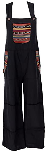 GURU SHOP Salopette da donna, in cotone, Nero , 44