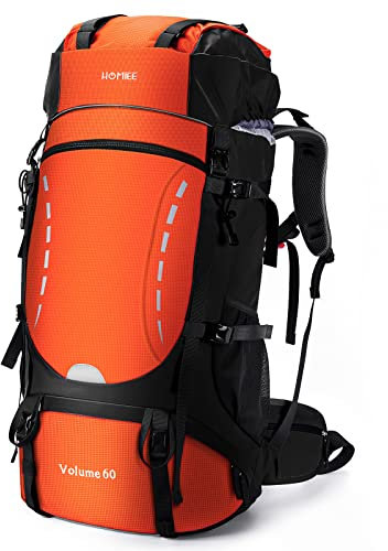 HOMIEE Wanderrucksack 60L, Herren Damen Wasserdichter Leichter Trekkingrucksack Reiserucksack Wandern Großer Rucksack mit Regenabdeckung, Bergrucksack für Hiking, Reisen, Camping, Sport