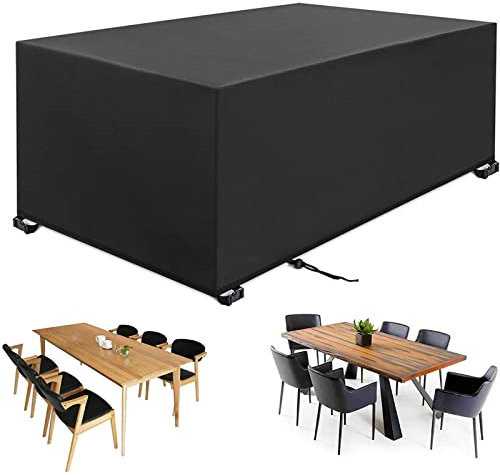 Housse Salon de Jardin, Housse de Table Jardin Rectangulaire, Couverture de Protection Meubles Bâche Salon de Jardin Imperméable Anti-UV, Bache Table Exterieur (Schwarz, 250*250*90cm 420D)