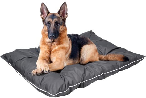 Waterproof Extra Large Dog Bed with Foam Cushion Mattress for Pet Comfort, Crate and Kennel Training and Orthopedic Joint Support, Soft and Chunky, Washable, Oxford Fabric, XL, 110x80x10cm Graphite