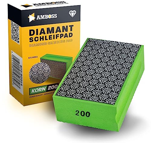 Amboss Werkzeuge - Tampone abrasivo diamantato: 200 - adatto per piastrelle, gres porcellanato, vetro, granito, marmo - 1 unità