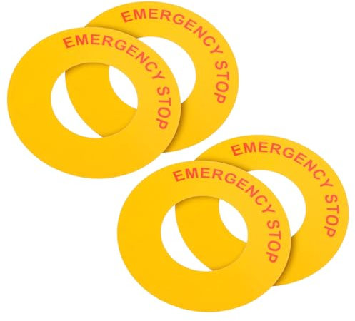 Abaodam Lot de 4 panneaux d'onglets pour machines - Étiquettes d'arrêt d'urgence - Autocollants d'équipement industriel mécanique - Papier synthétique PP