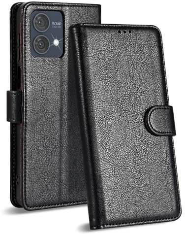 Case Collection for Motorola Moto G84 Case - Leather Folio Flip Kickstand Shockproof Phone Cover with RFID Blocking Card Slots Wallet for Motorola G84 5G Case Black