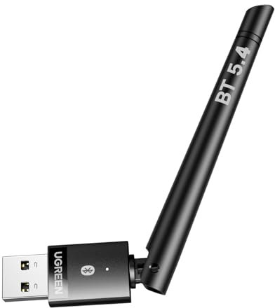 UGREEN Bluetooth 5.4 Adapter Mit Antenne für PC, Stick Mit Großer Übertragungsreichweite für Maus, Tastatur, Kopfhörer, Handy, Tablet, Controller USB Dongle für Windows 11/10/8.1