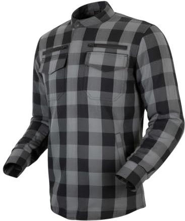 Herren Biker Lumber Jacke mit Aramid und Protektoren (Grau, Gr. L)