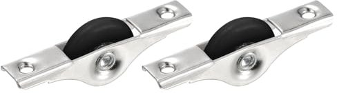 QUARKZMAN Roulettes de Porte Coulissante de 30 mm en Nylon Pour Meubles, Écran de Porte, Armoire, Placard Avec Vis, Lot de 2, Noir Ton Argenté