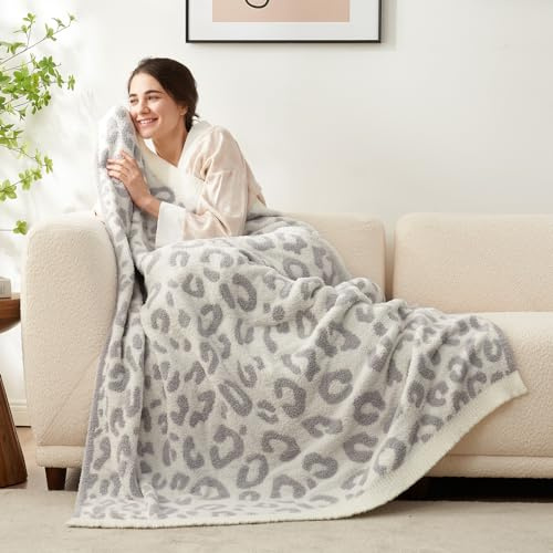 Snuggle Sac Ultraweiche, graue Leopardendecke, Doppelgröße, übergroß, wendbar, Geparden-Bettwäsche, Überwurf für Bett, Sofa, Couch, Grauer Leopard, 152,4 x 203,2 cm