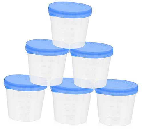 50 Pcs taza de muestra copas de recogida de orina vaso graduado con tapa recipientes para muestras de orina con tapas taza de laboratorio Desechable taza de orina taza graduada