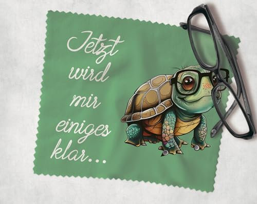 Farbwuselei Brillenputztuch Schildkröte grün Jetzt Wird Mir einiges klar Optikerqualität, 15x18 cm witzig Funny bedrucktes, lustiges, Mikrofasertuch