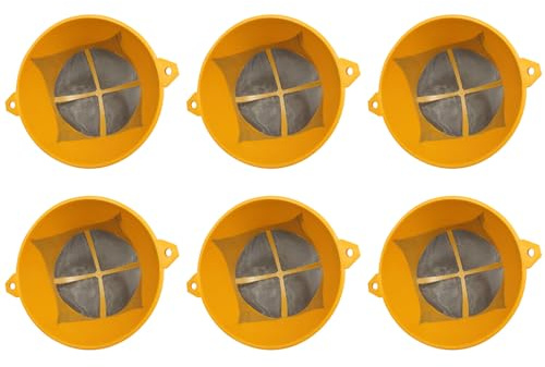 6 Pcs Paint Strainer Mesh, 100-Mesh Reusable Paint Strainers Funnel Net, Metal Mesh Filter Tool for Paint Spray, Latex Paint (Yellow/160mm)