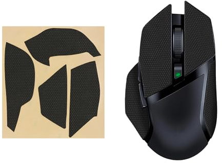 kwmobile Mouse Grip Tape Compatible with Razer Basilisk X Hyper Speed Grip Tape - Non-Slip Faux Leather - Black