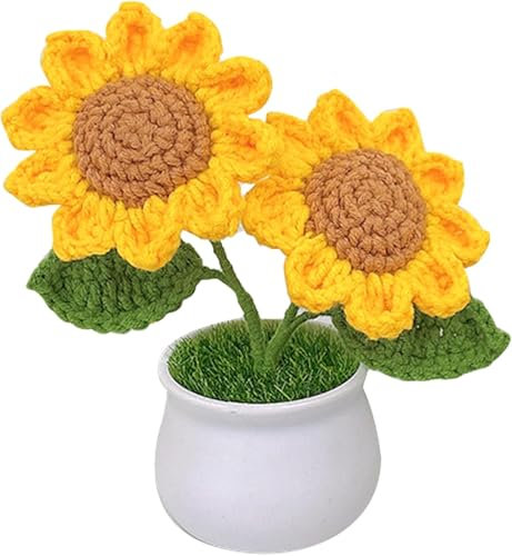 Sonnenblumen, regalo di supporto emotivo, regalo di pronta guarigione per le donne, regali di girasole, fiori di girasoli artificiali realistici, girasole in vaso lavorato a maglia, bouquet di fiori