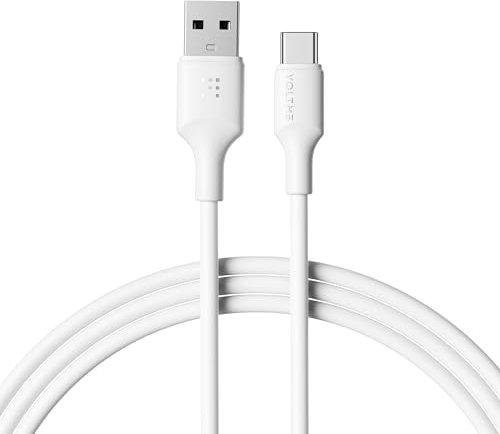 VOLTME Câble USB C 60W PD 3A TPE, câble de charge rapide USB Type-C 2,0M / 6,56 Ft blanc, Chargeur Cable Type C USB A Cordon USB-C en TPE pour Samsung Galaxy S21 S20 / Google Pixel 7