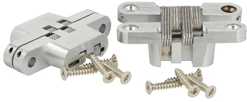 SOTECH 1 Paar Einfrässcharnier VICI 60 x 13 mm Öffnungswinkel 180° | Türscharnier mit Bandarm aus Edelstahl, Einlassscharnier zum Schrauben für Möbeltüre, Truhen, Klapptische